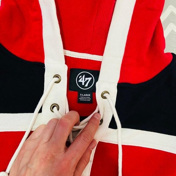 Vintage retro 47 brand chicago bulls lacer laced hoodie embroidered jacket - Picture 4 of 6